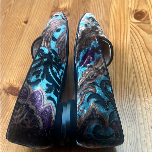 Santorini made in Spain Black and Brown Pointed Toe Loafers Velvet Flats - Picture 5 of 12